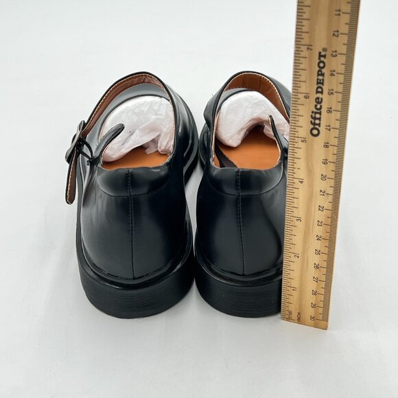 YDN Black Round Toe Mary Jane Platform Adjustable Single Ankle Strap Buckle Pump - Picture 5 of 8